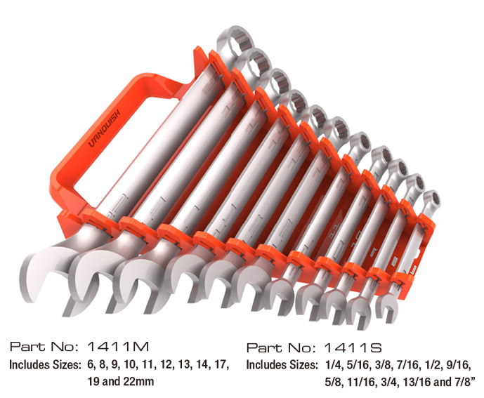 11-PIECE COMBINATION WRENCH SET WITH RACK